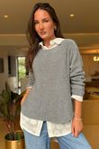 Made in Italy Conrad Body Skim Knit Jumper Mid Grey Marl 
